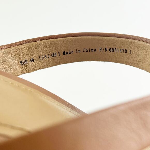 & Other Stories Duo Strap Leather Block Heeled Sandals Heels Shoes Tan Brown 9.5 - Picture 11 of 13